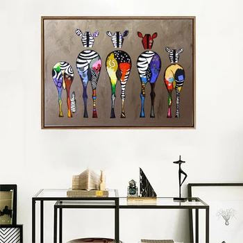 

Colorful Abstract Giraffes Home Decor Wall Art Pictures HD Print On Canvas Lovely Animals Pop Art Painting For Baby Room Decor