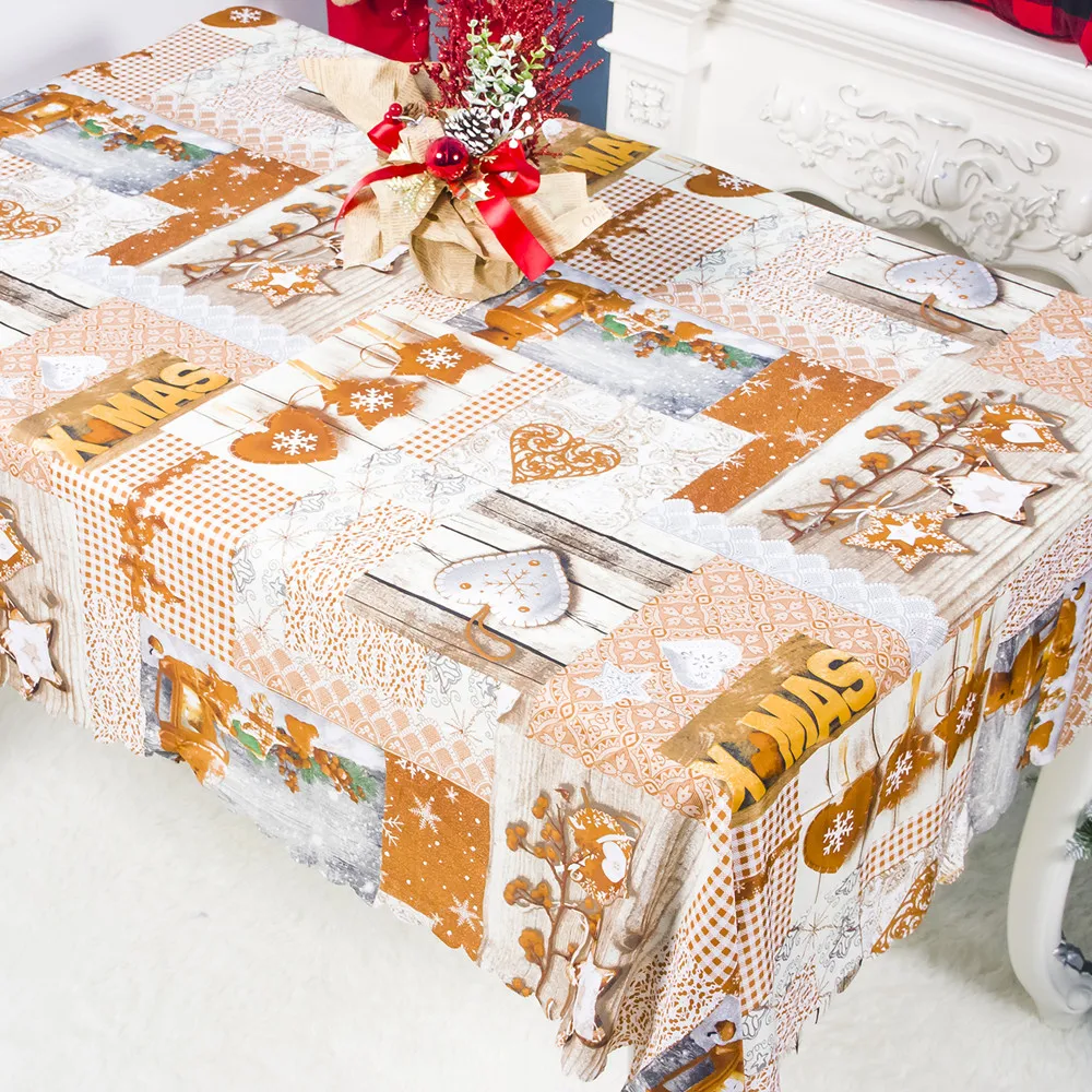 150*180 полиэстер маслостойкие моющиеся скатерти украшения стола для рождественской вечеринки для домашнего ужина Рождество Санта Клаус