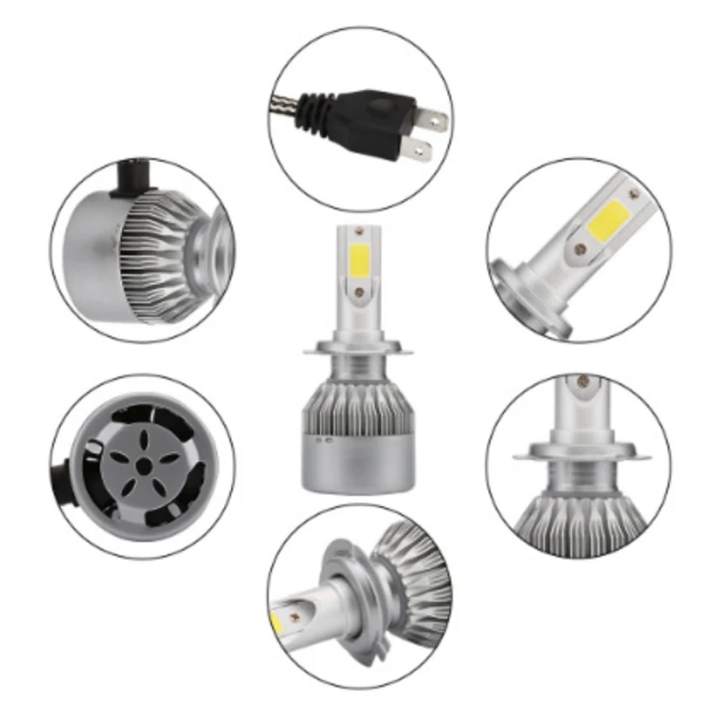 2 шт. все в одном C6 Автомобильный светодиодный фар H1 H3 H7 H11 H4 H13 9004 HB3 9006 9007 880 72 Вт 7600lm за пару 6000K светодиодный автомобильные лампы фары