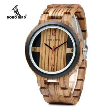 

BOBO BIRD Quartz Watch Men Zebra Wood Case Accessory Dial Wooden Strap Customized Gift OEM J-Q19