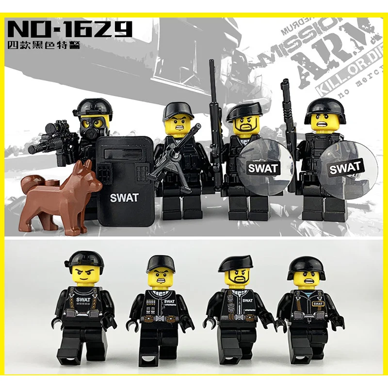 

Military Swat Police Building Blocks Gun Weapons Pack Special Forces Soldiers MOC Arms City Police Military Series