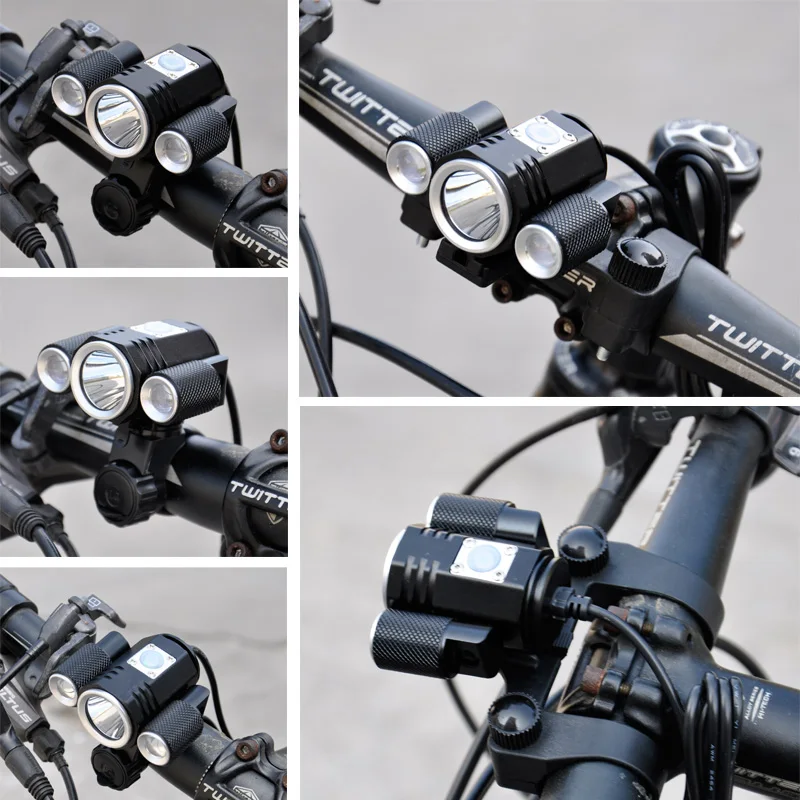 Clearance Bicycle Accessories Aluminum Alloy Front Lamp Handlebar Frame Light T6+2*XPE2 Waterproof LED Bike Bicycle 5