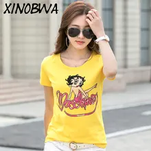 Брендовая Европейская Новая женская летняя ручная работа, вышитая бисером буква из стразов, футболка с принтом, топы, женские повседневные рубашки с коротким рукавом, футболки