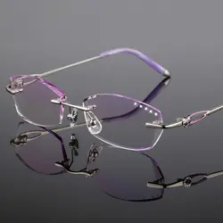Сверхлегкий отделка очки без оправы глаз очки для женщин готовой оправы для очков по рецепту Объектив, содержащий
