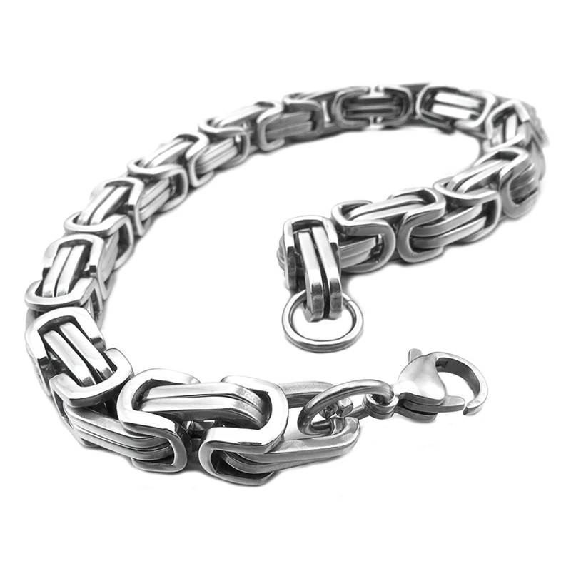 Браслет из нержавеющей стали, соединитель на запястье, серебряная Византийская панк-рок Мужская 19 см