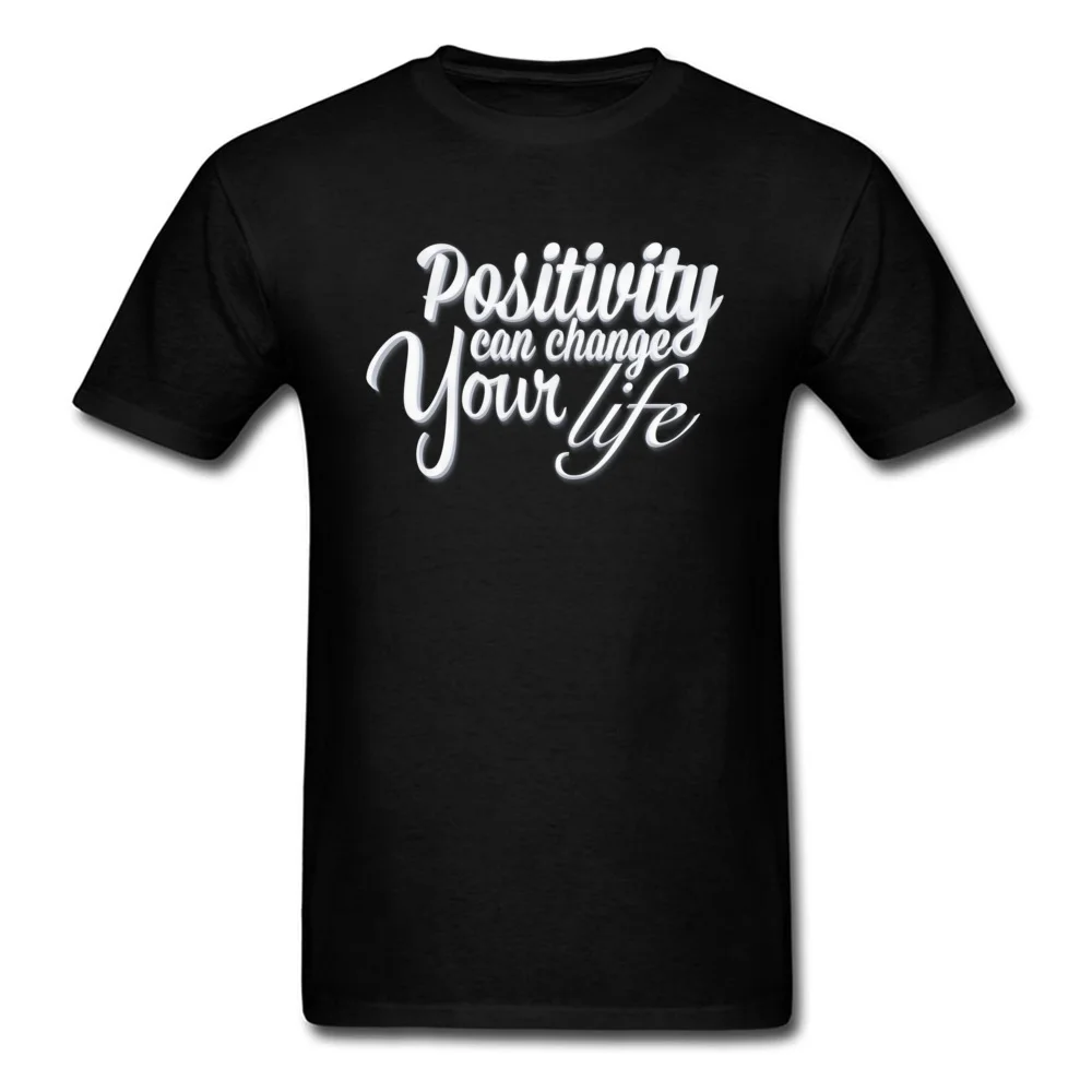 Positivity O Neck T-Shirt Summer Tops & Tees Short Sleeve Cute 100% Cotton 3D Printed T Shirt Normal Men's Top Quality Positivity black