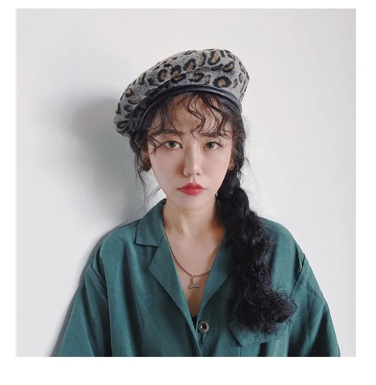 beret hats for women Beret Leopard Autumn Winter beret women        berets caps for women (9)