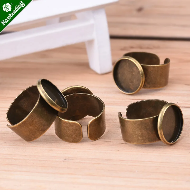 

20pcs 14mm brass round adjustable Ring blank Setting With bezel,ring blanks,fit 14mm cabochon