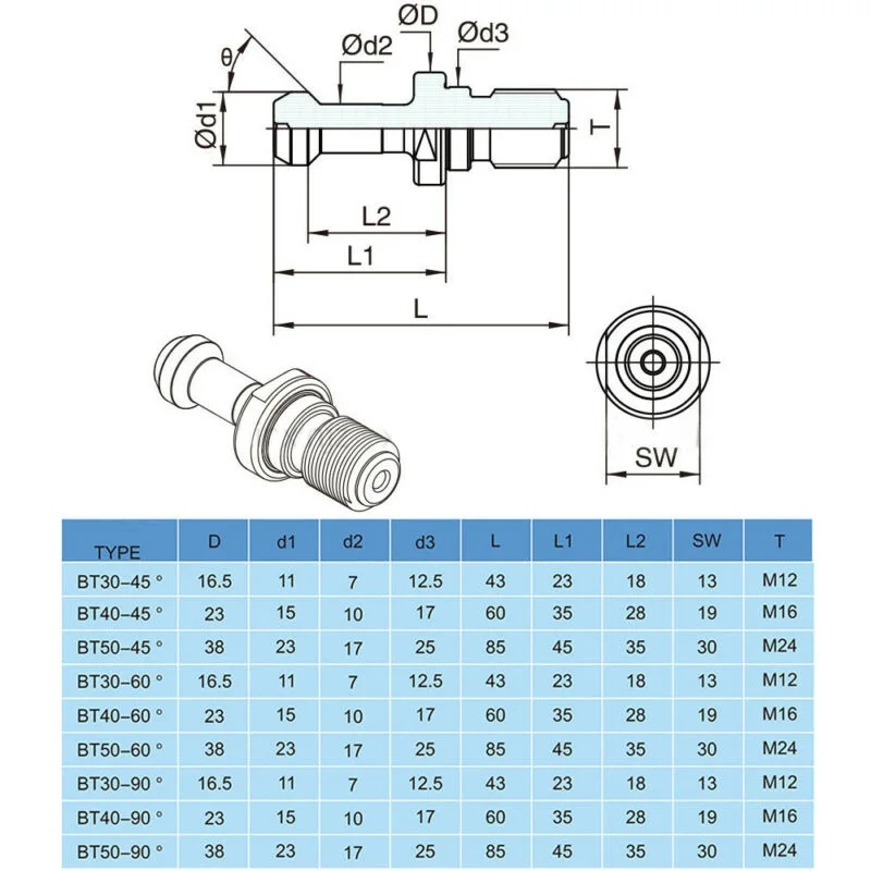 

CNC BT50 X 60 Degree M24 Pull Stud With Through Hole Retention Knob NIB 5pcs Knob Part