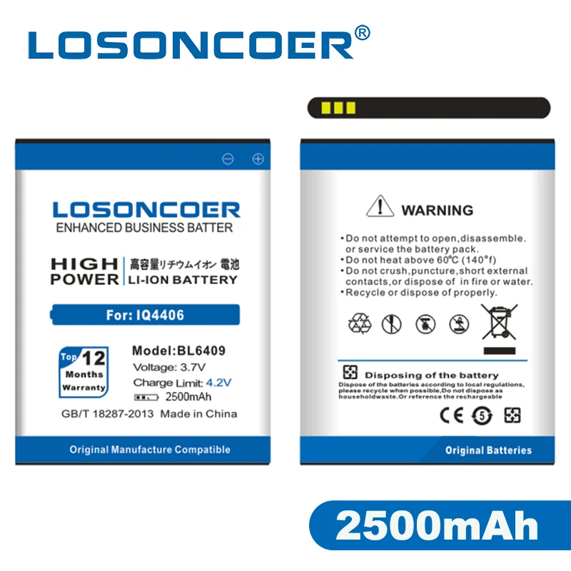 Аккумулятор LOSONCOER 2500 мАч BL6409 BL 6409 3 7 в высококачественный аккумулятор для Fly IQ4406 IQ