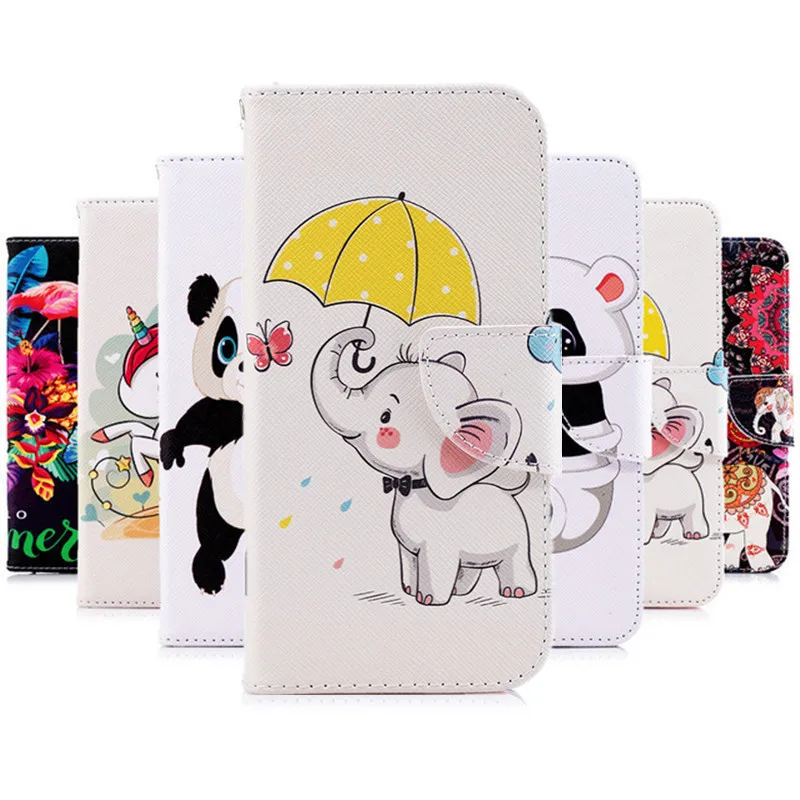 Phone Case for Huawei Honor 7C pro 5.99&quot Y7 2018 Wallet Cover huawei Prime Flip Leather Cute Panda Mobile | Мобильные телефоны