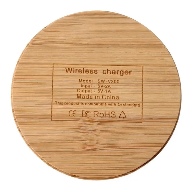 

2018 Berserk Wooden Version Round Shape 5V 1A Output 8mm Ultra Slim Portable Qi Wireless Wood Series Charging Pad for Samsung