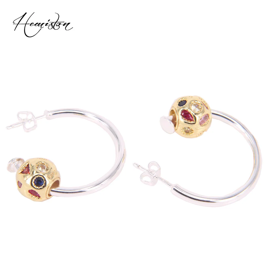 Brincos com Zircão Presente para as Mulheres Hemiston Estilo Crioulo Colorido Faça Você Mesmo Bead Real Jóias Europeu E369 ts