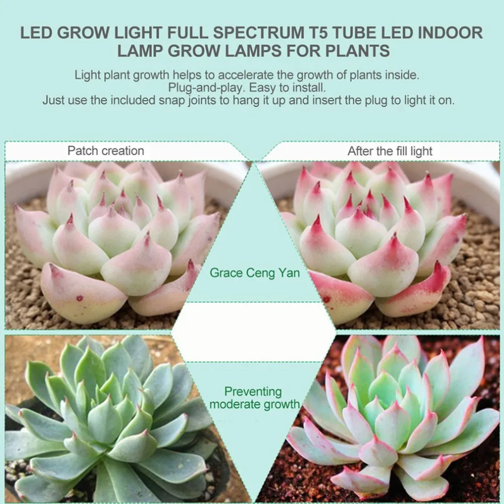 2 шт. светодиодный Grow Light T5 трубка светодиодный Фито лампы полный спектр светодиодный промышленная лампа для помещений лампы для растений 0,3