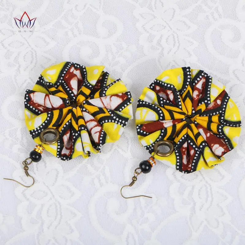 BRW 2017 Fabric Flower African Earrings Oversize Earrings Handmade
