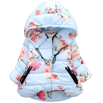 

Winter Down Jacket for Girsl Thick Flower Hoodies Jacket Coats Infant Kids Outerwear Overall Children Parka Outfits Clothing