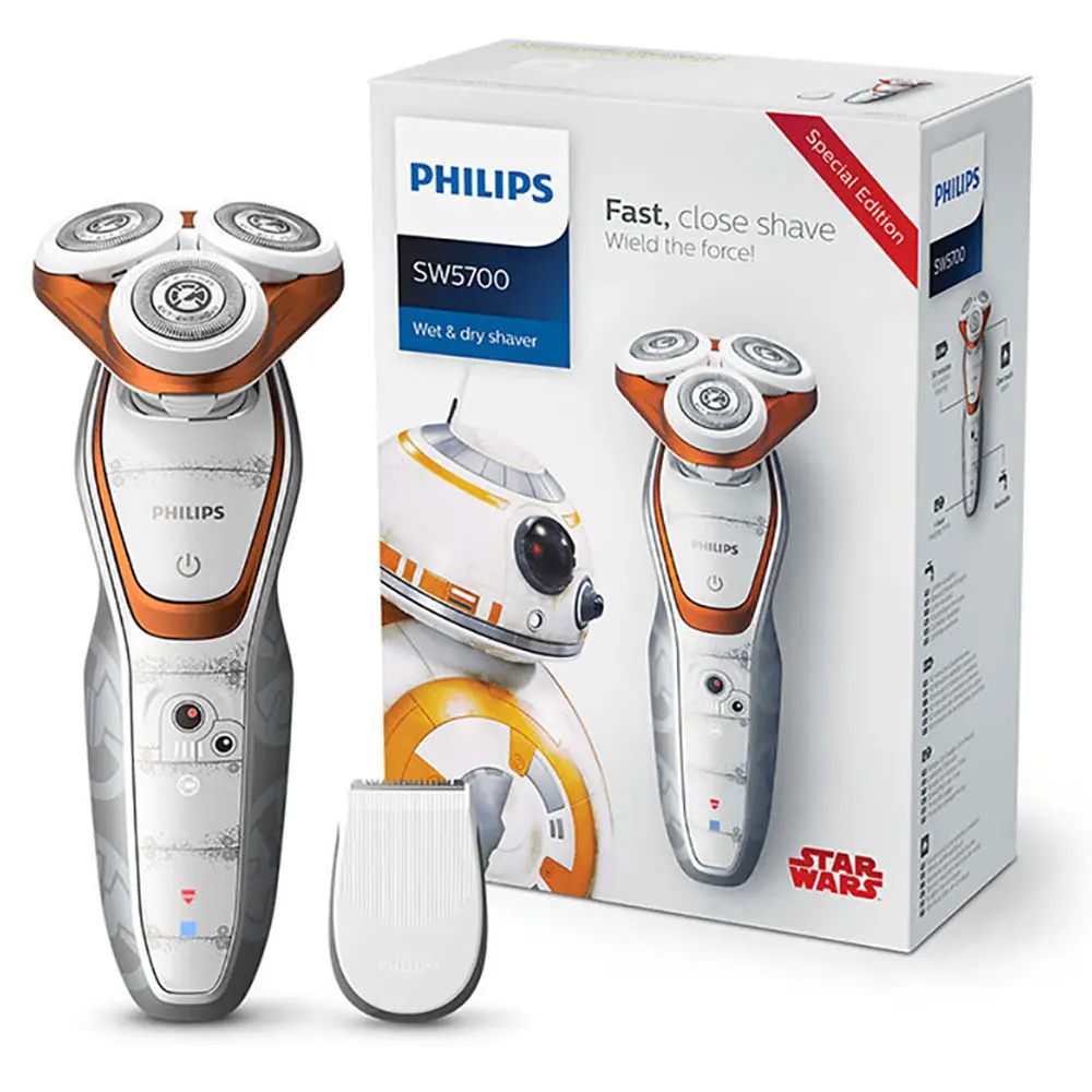 

Philips Star Wars Edition Shaver SW5700 Wet and Dry Rechargeable Electric Razor with Smart Click Precision Trimmer for Men Care