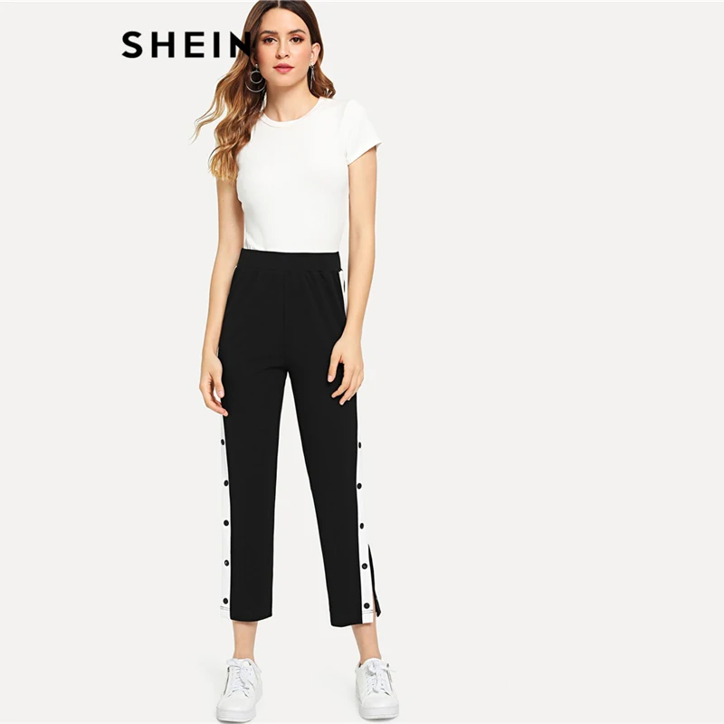 SHEIN Спортивные Брюки С Контрастной Отделкой Стильные Декоративными