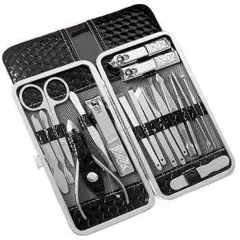 

18Pcs Stainless Steel Nail Art Clippers Manicure Tools Set Blackhead Extractor Tweezers Scissors Nail Tools Kit Gift