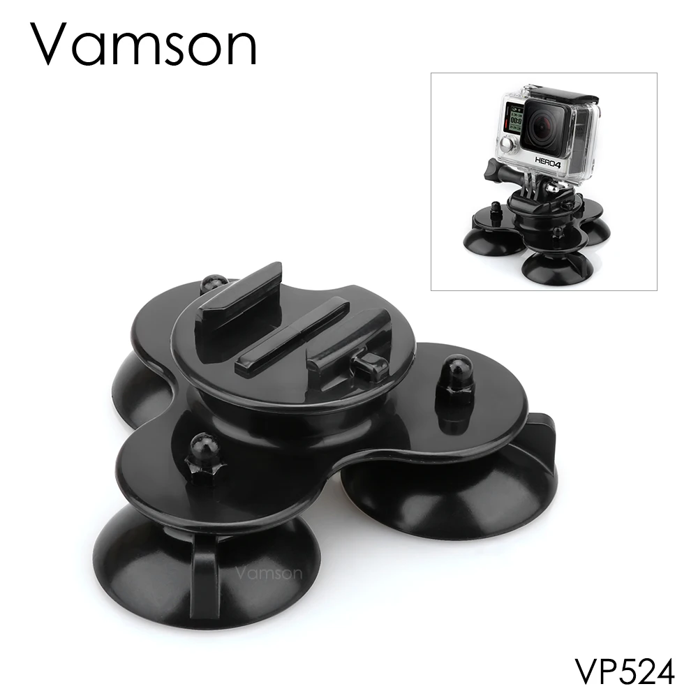 Vamson для Go pro Аксессуары Съемная трехугольная присоска Плоская база j крюк Пряжка
