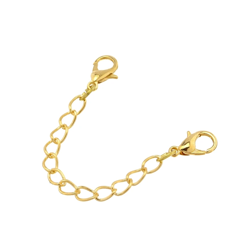 

New Gold Plated Easy Open Double Lobster Claw Clasp Necklace Bracelet Extender Chain Jewelry Findings & Components 10pcs S9327