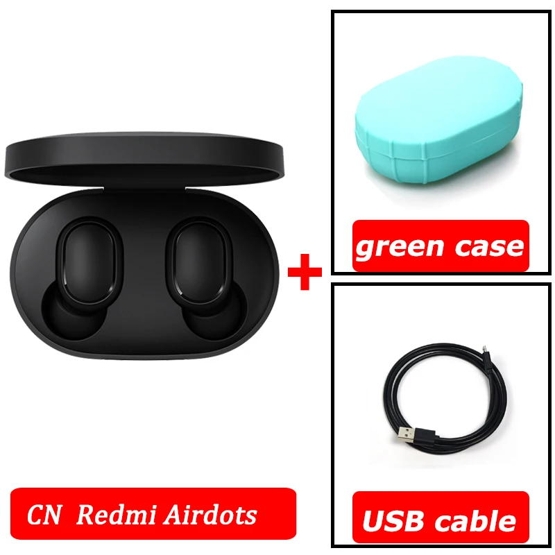 Xiaomi airdots Redmi Airdots TWS беспроводные наушники Голосовое управление Bluetooth 5,0 шумоподавление управление краном - Цвет: CN cable green case