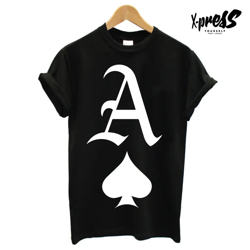 Ace of Spades напечатаны мужские футболки деньги Swag хипстер свежий Hype Печать Топ Новые футболки забавные базовые модели лучшие футболки для