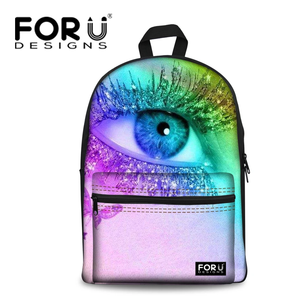 FORUDESIGNS Fashion Rainbow Eyes Backpack for Girls Kids School