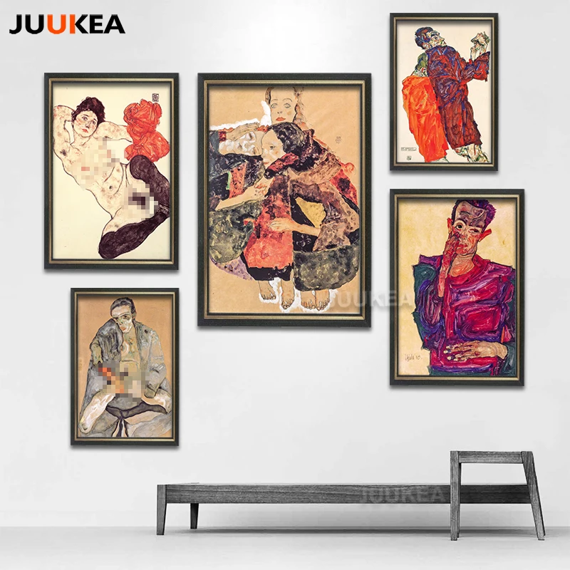 

NEW Egon Schiele Body Color Delineation Sketch Canvas Art Print Painting Poster, Wall Picture For Living Room, Home Decor