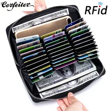 Corfeiter – porte-cartes en cuir véritable pour homme et femme, organiseur de passeport de voyage, porte-cartes d'affaires, blocage RFID, 37