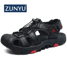 ZUNYU/Новинка года; мужские летние сандалии; повседневная обувь из натуральной кожи; мужские пляжные сандалии в римском стиле; брендовая мужская летняя обувь; размеры 38-46