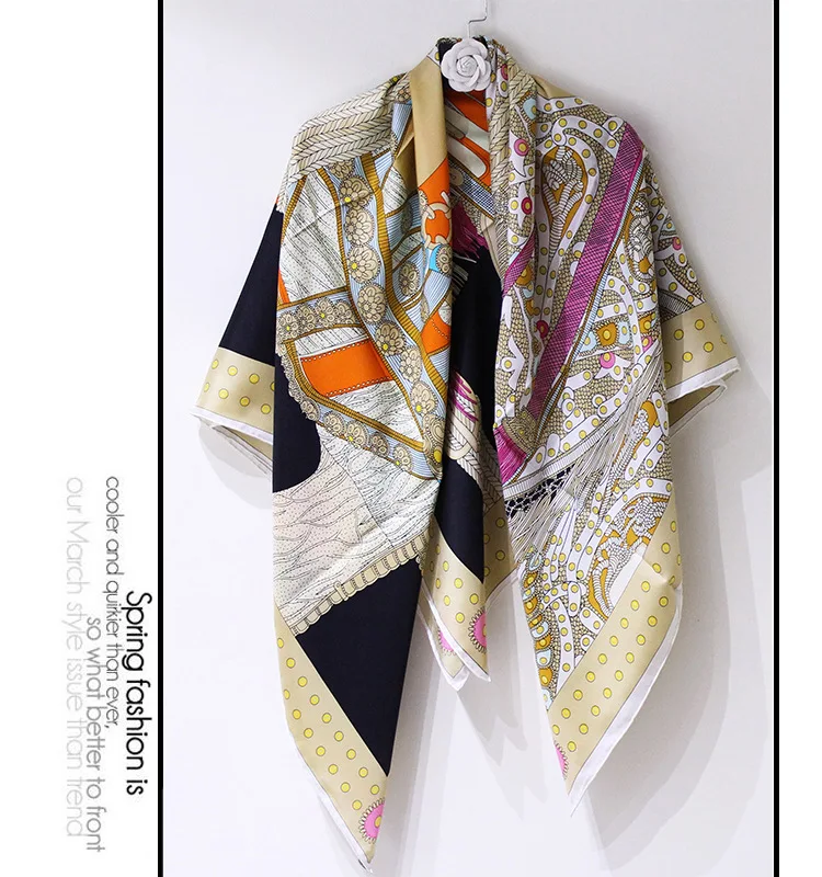

New Saddle Print High Grade Silk Scarf Square Scarves Fashion Neck Wear Accessory Clothing Scarfs Drop Shipping FJ83
