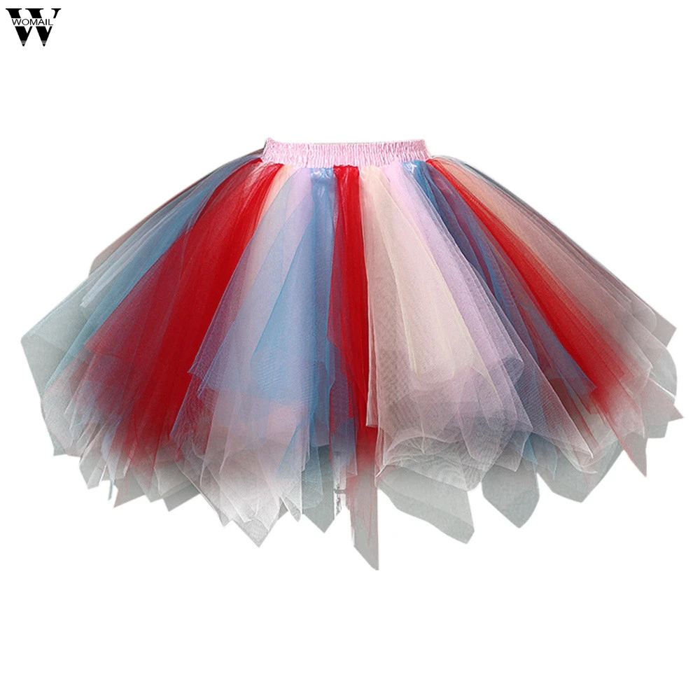 7 цветов, Женская Высококачественная короткая юбка из плиссированной газовой ткани, юбка-пачка для взрослых на свадьбу, ретро винтажное женское платье Jan25 - Цвет: F