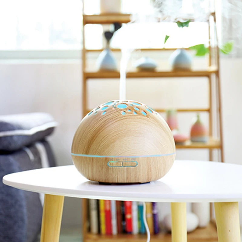 

High Quality Ultrasonic Humidifier 300ML Aroma diffuser Mist Maker Colorful LED Light Timer Extremely quiet Wood Color New 2018