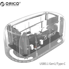 ORICO 6139C3 2.5/3.5 inch Type-C Transparent Hard drive Enclosure USB3.1 Gen1 Hard Drive Dock 8TB Drives for Mac/Windows/Linux