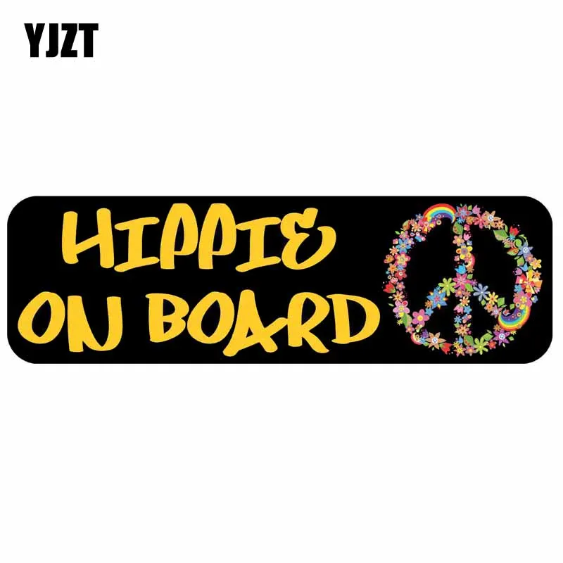 YJZT 12.8CM*4CM The Beautiful HIPPIE ON BOARD Warning Mark Car Sticker Reflective Motorcycle Parts C1-7408 | Автомобили и