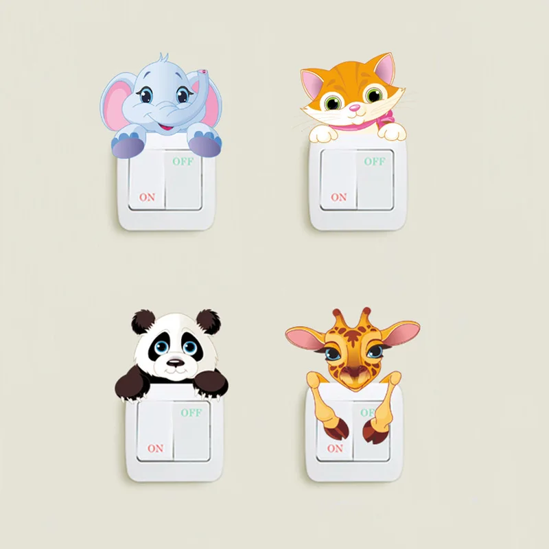 

Cute Animals Elephant Cat Panda Giraffe Light Switch Sticker Remoable Wall Sticker for Kids Baby Nursery Home Decal Murla Decor