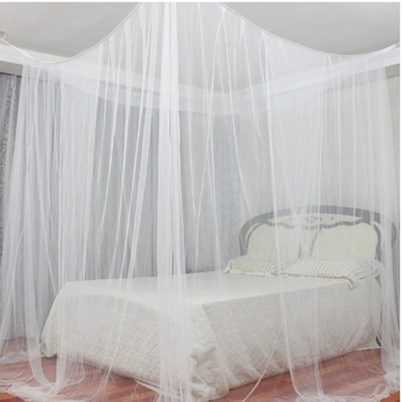 Большая двуспальная кровать марлевые отвесные москитные занавески четыре двери дома спальни украшения москитные сетки романтическая подвесная кровать балдахин