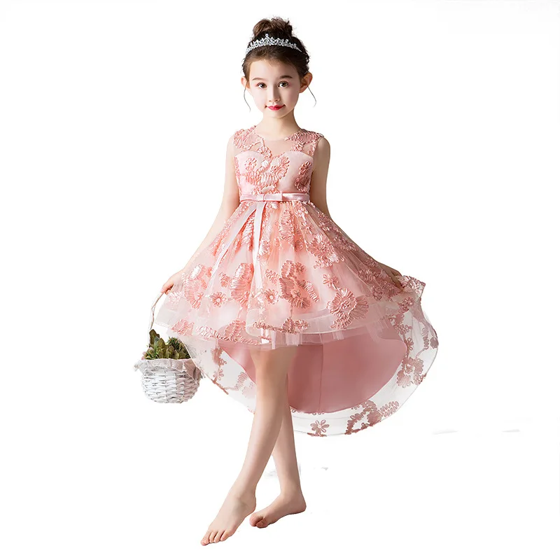 

2019 New Fashion Toddler Girl Mesh Flower Princess Dress Kids Dresses For Girls Wedding Party Teenage Girl Clothing Vestido L330