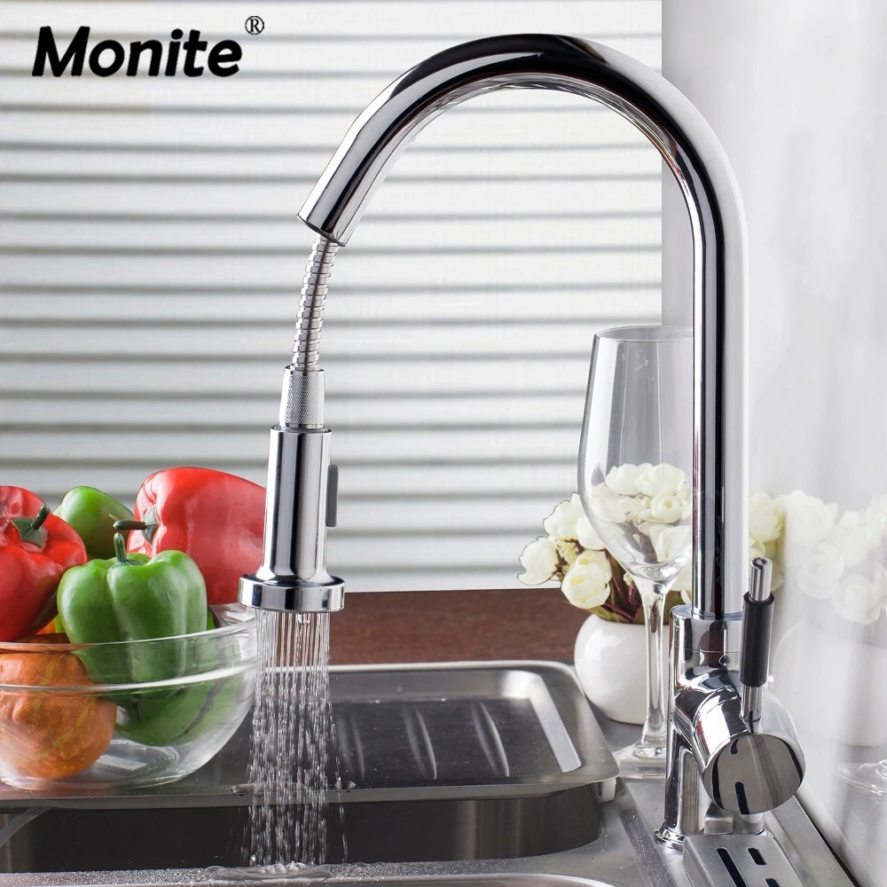 DE Home Luxury New bland Pull Out Kitchen Faucet Deck Mount Kitchen Water Taps with Hot and Cold Water Single Handle Faucet