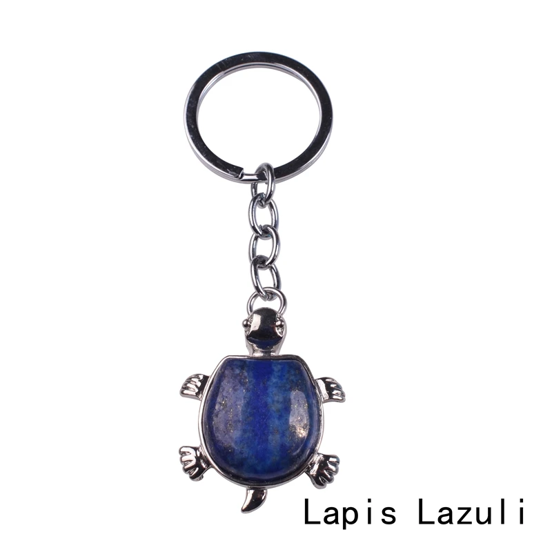 Природный камень опал брелок Черепаха модный серебряный брелок ювелирные изделия в стиле "Бохо" Малахитовый брелок для женщин - Окраска металла: lapis lazuli