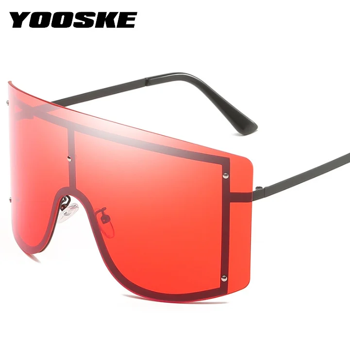 YOOSKE без оправы негабаритных солнцезащитных очков для женщин, брендовые дизайнерские цельные линзы, градиентные солнцезащитные очки, женские большие очки, Оттенки UV400