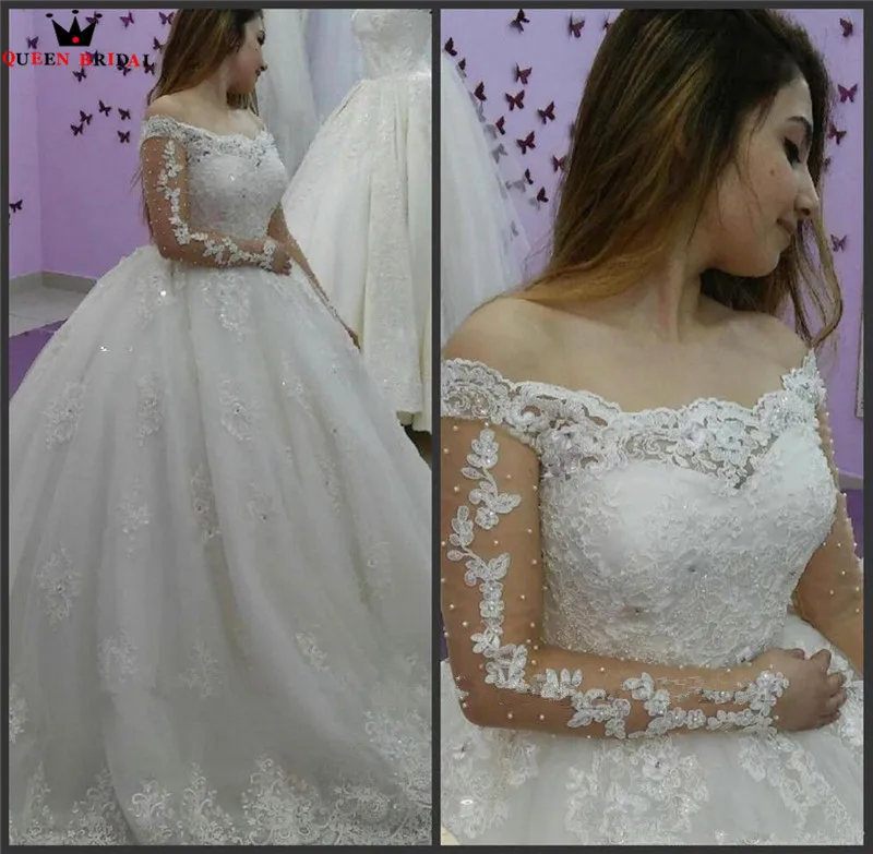 

Vintage Wedding Dresses Ball Gown Long Sleeve Lace Beading Sequins Elegant Formal Wedding Gown Bridal Dress Custom Made YB158