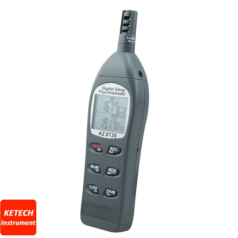 

AZ8726 Digital Sling Psychrometer Dew Point Meter with Calibration Salt Shaker