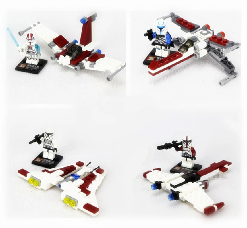 

4 & 4 Starfighter Star Wars V-Wing Warship Building Bricks Sets Block Figure Toys Compatible With Lego sy196