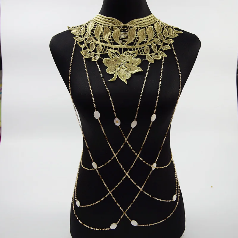 Богемные женские кружевные ожерелья и подвески, ювелирные изделия для тела, ожерелье с кисточкой, сексуальные модные аксессуары, бижутерия для женщин - Окраска металла: 2