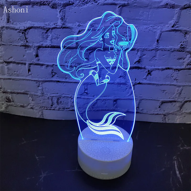 

Children's Day Gift The Little Mermaid Princess Night Light 7 Color Changing 3D LED Baby Table Lamps Home Decor Party Kids Toys