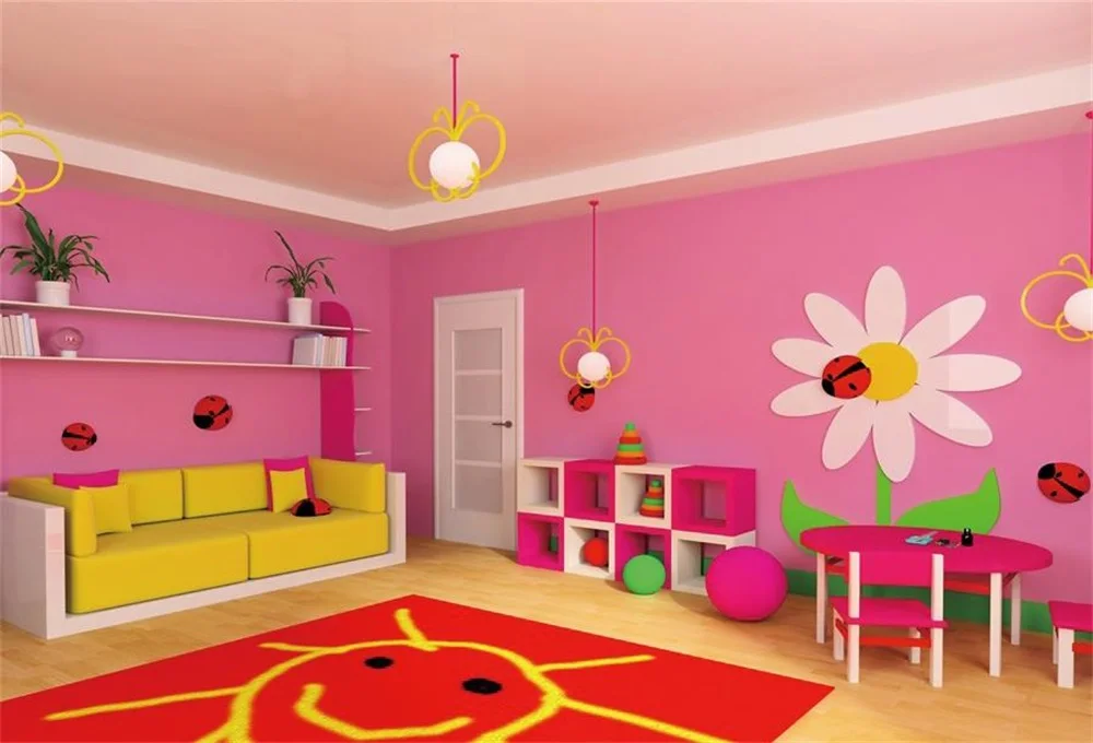 Laeacco Kids Backdrops For Photography Pink Child Playroom Toys Pattern
