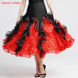 Бесплатный заказ бальные юбка для танцев s Для женщин Вальс Танго латинская юбка для танцев для Леди Бальные танцы