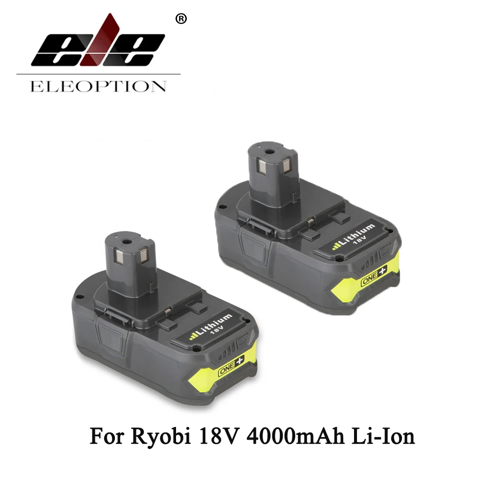 

ELEOPTION 2x 18V 4000mAh Li-Ion For Ryobi Hot P108 RB18L40 High Capacity Rechargeable Battery Pack Power Tool Battery Ryobi ONE+